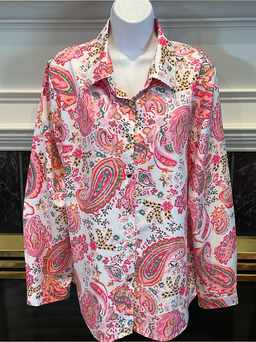 Pastel Paisley Floral Button Down Blouse